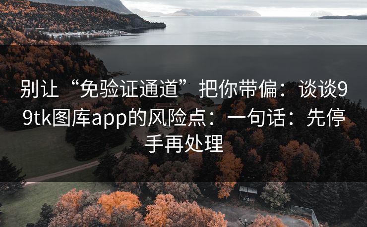 别让“免验证通道”把你带偏:谈谈99tk图库app的风险点:一句话:先停手再处理 别让“免验证通道”把你带偏:谈谈99tk图库app的风险点:一句话:先停手再处理